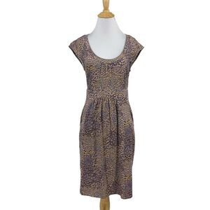 Boden Dress Womens 4 Purple Multi Weekend Cap Sleeve Scoop Neck Pockets Stretch